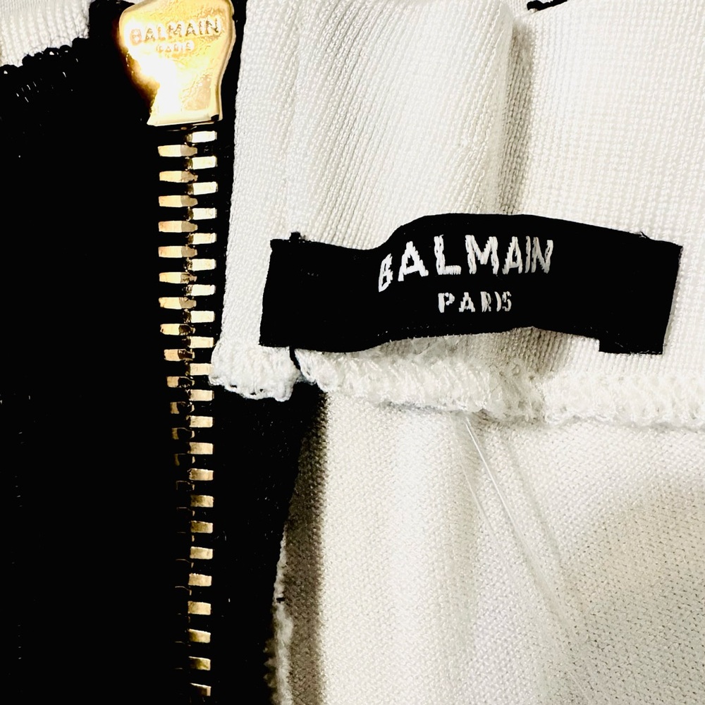 Balmain White and Black Zip-Up shorts ,with Gold Hardware